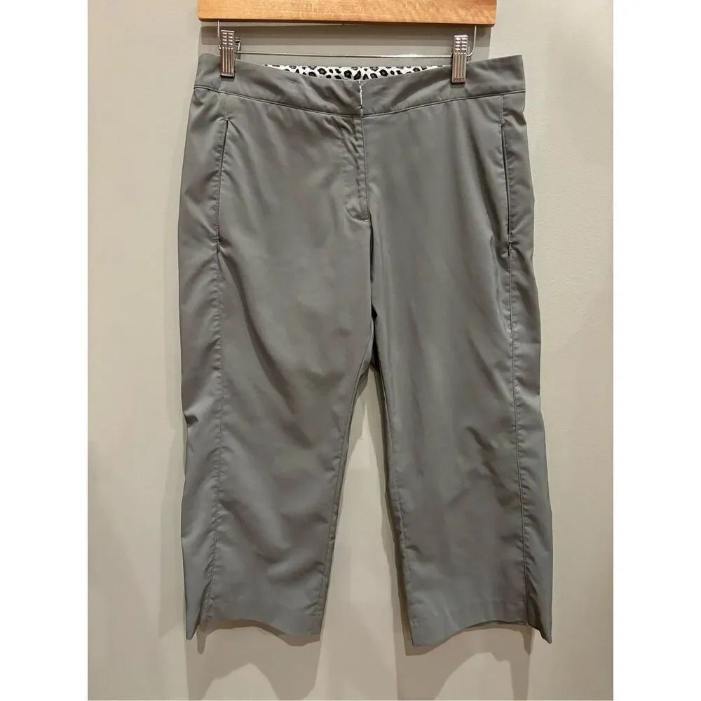 Maggie Lane 8 dry fit grey cropped athletic golf pants Capri w-side zip pockets